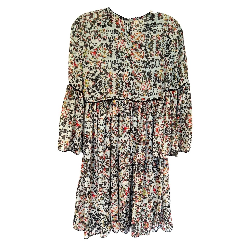 Bhanuna Anthropologie Floral Bell Sleeve Mini Dress Women's 0 Blue Boho Feminine - Picture 10 of 15